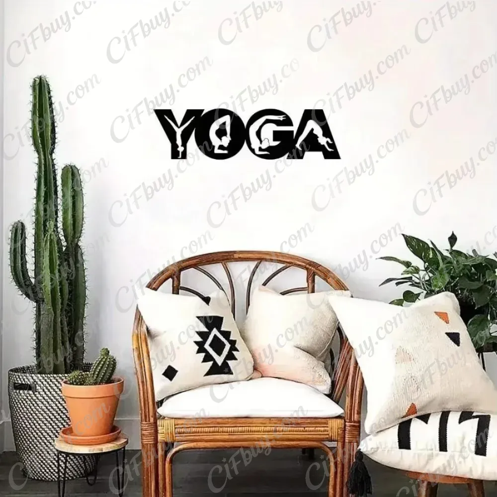Home Gym Yoga - CIFBUY ประติมากรรมโลหะติดผนังรูปท่าโยคะ สำหรับตกแต่งบ้าน ยิม ห้องนั่งเล่น ของขวัญสุดพิเศษ